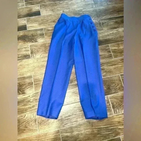 Dior Pants - Vintage Christian Dior Blue Pleated Wool Pants